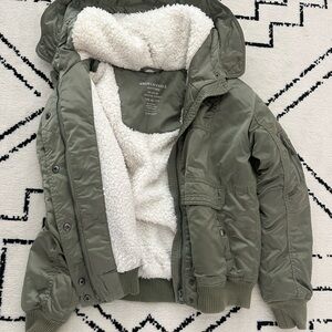 American Eagle Olive Green Bomber Jacket
